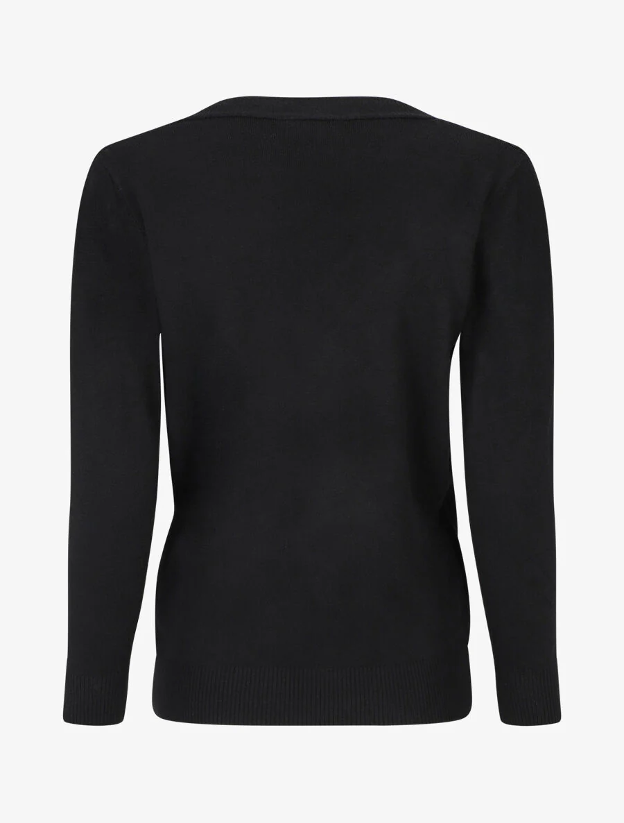 Pull cache-coeur à détail dentelle - Noir - Image 2