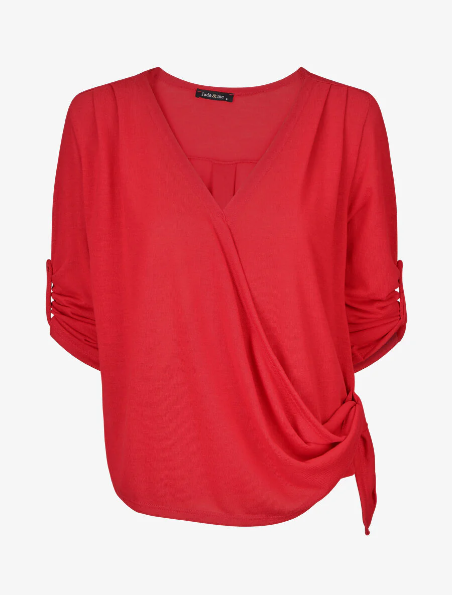 Pull cache-coeur à manches rabattables - Rouge
