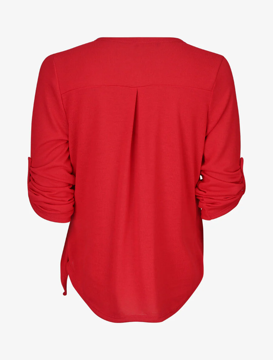 Pull cache-coeur à manches rabattables - Rouge - Image 2