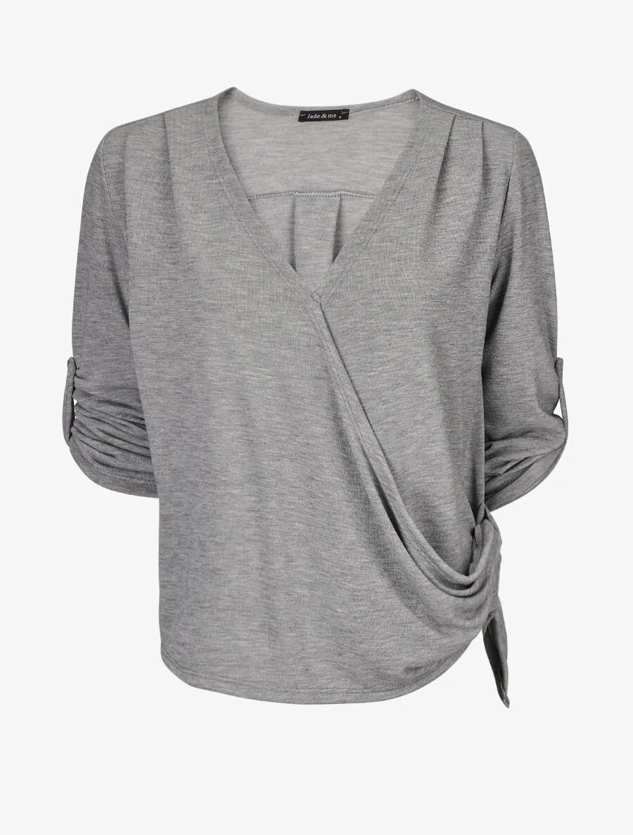 Pull cache-coeur à manches rabattables - Gris