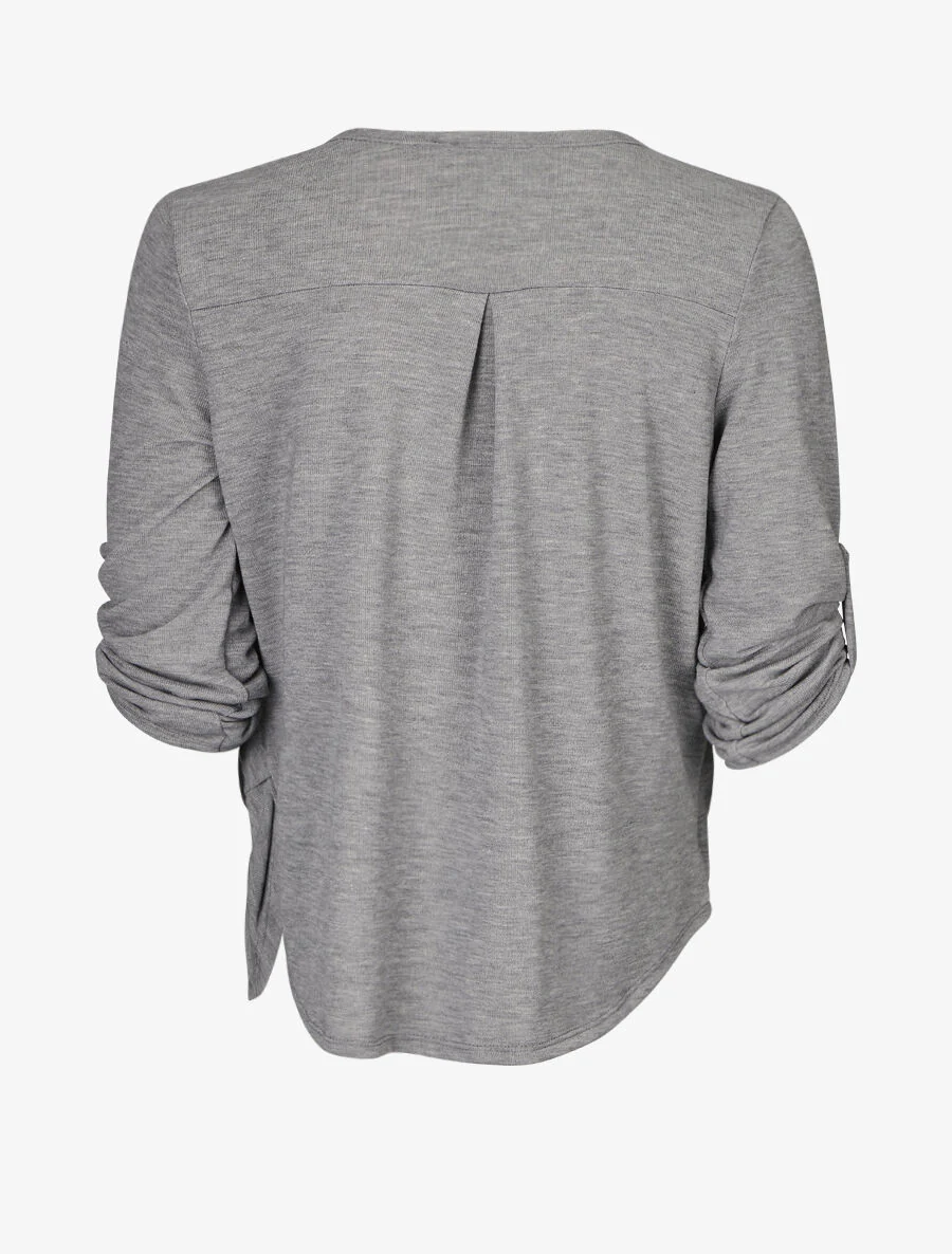 Pull cache-coeur à manches rabattables - Gris - Image 2