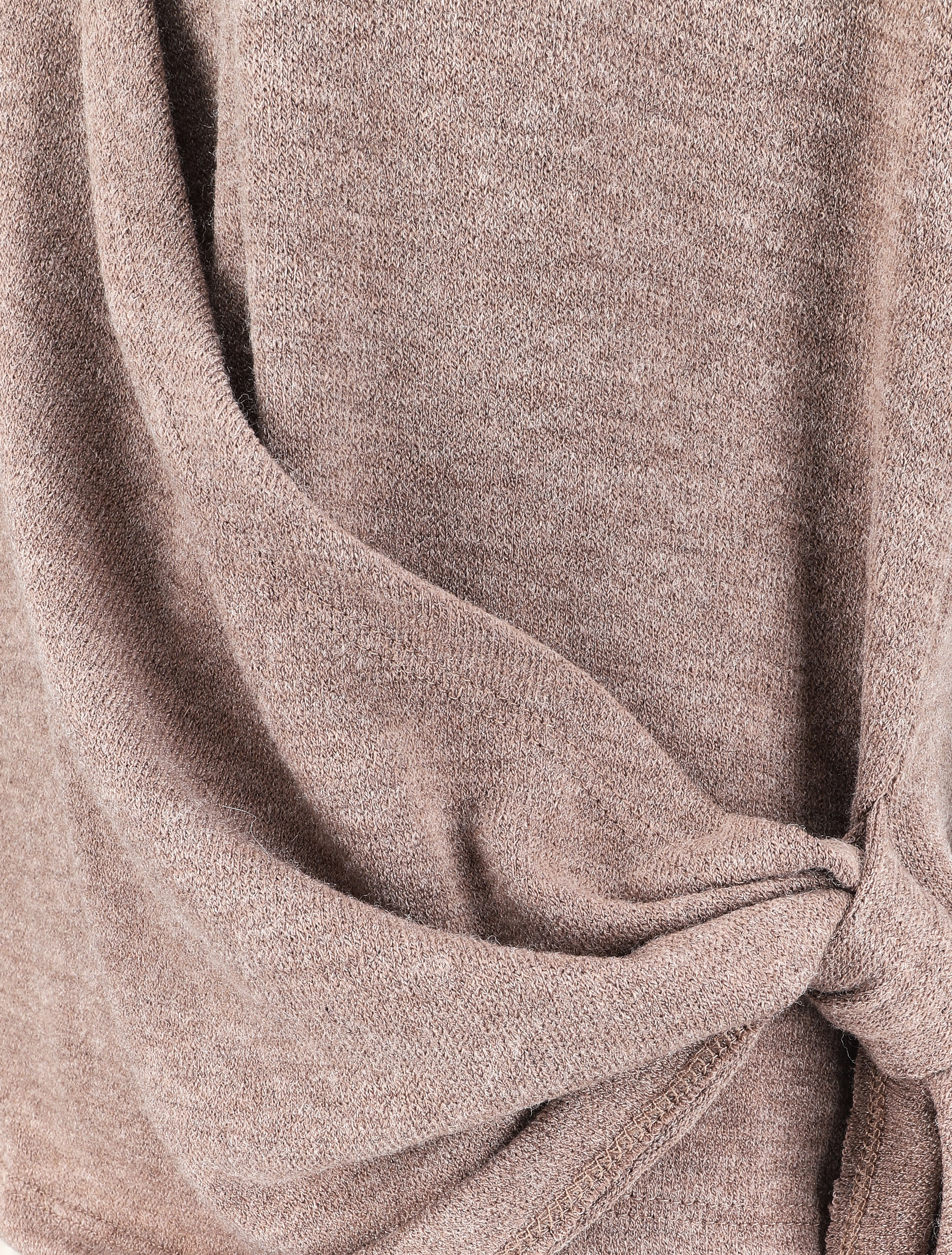 Pull cache-coeur à manches retroussables - Taupe - Image 3