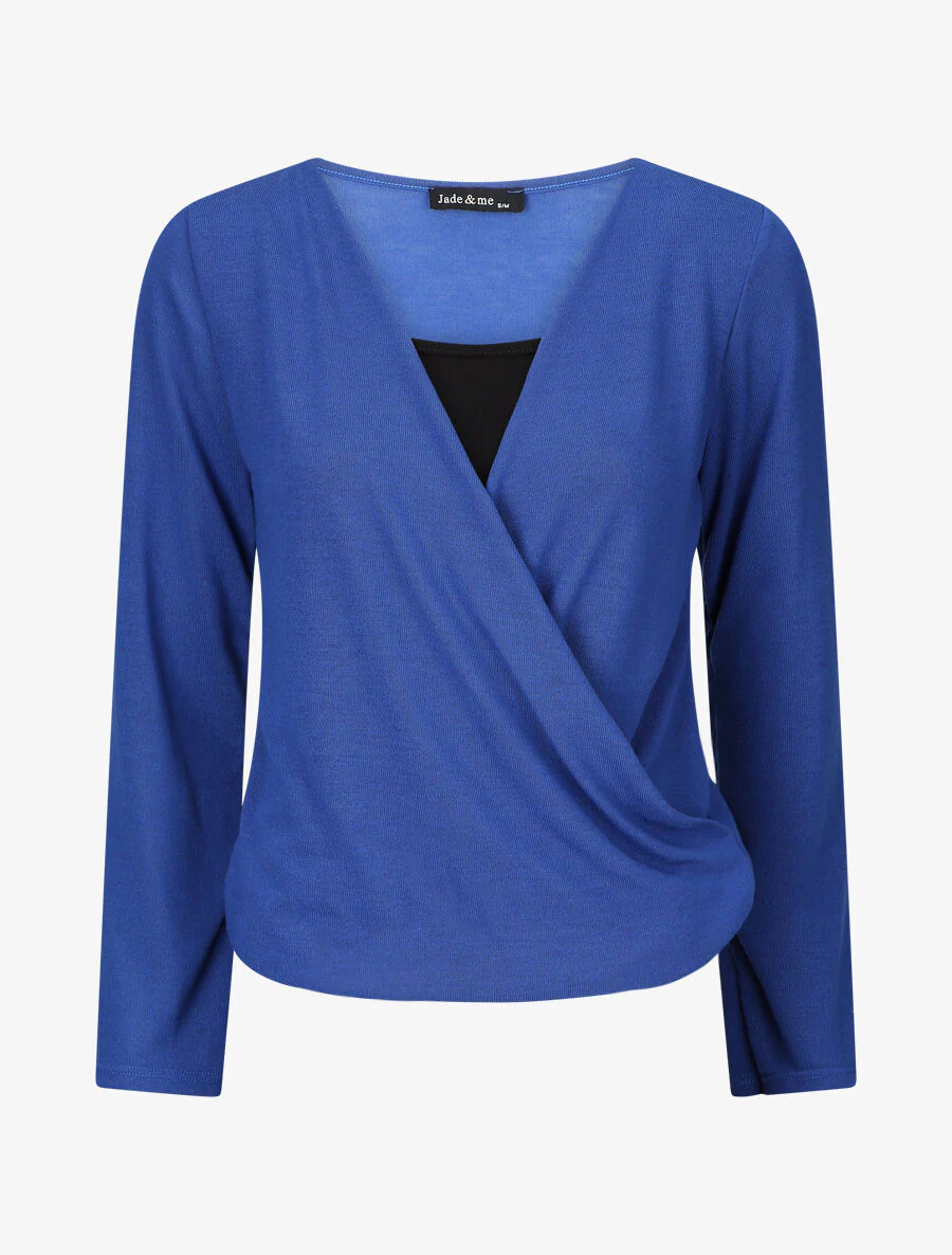 Pull cache-coeur doublé - Bleu électrique