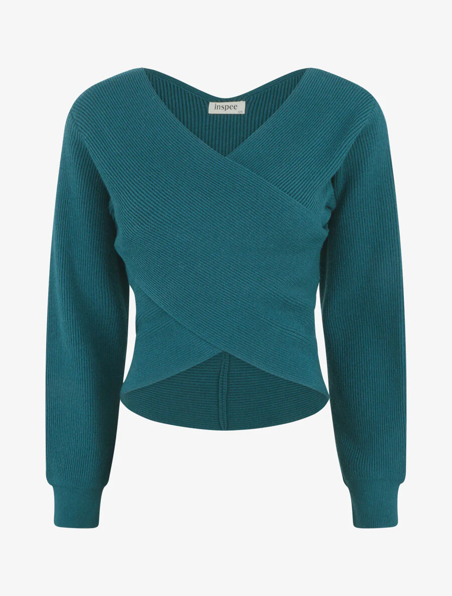 Pull cache-coeur et bas asymétrique - Bleu canard