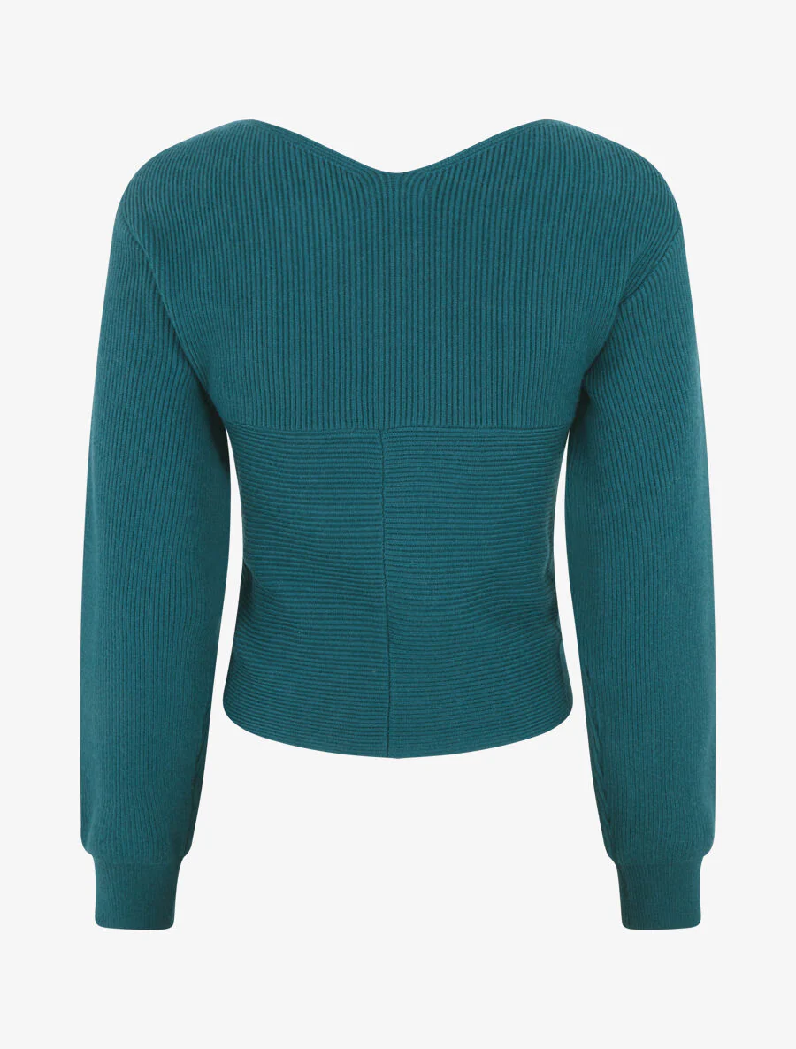 Pull cache-coeur et bas asymétrique - Bleu canard - Image 2