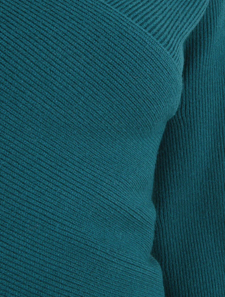 Pull cache-coeur et bas asymétrique - Bleu canard - Image 3