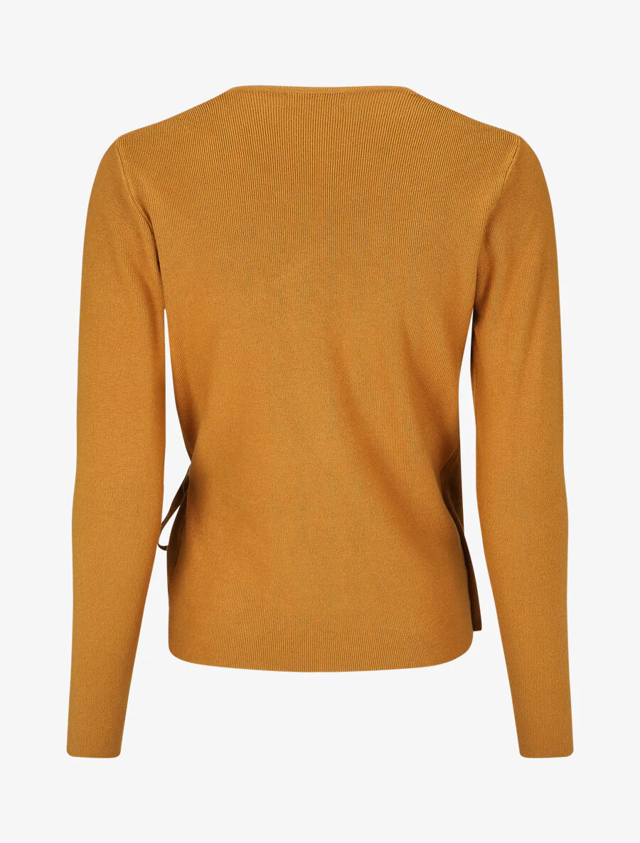 Pull cache-coeur et liens à nouer - Jaune moutarde - Image 2