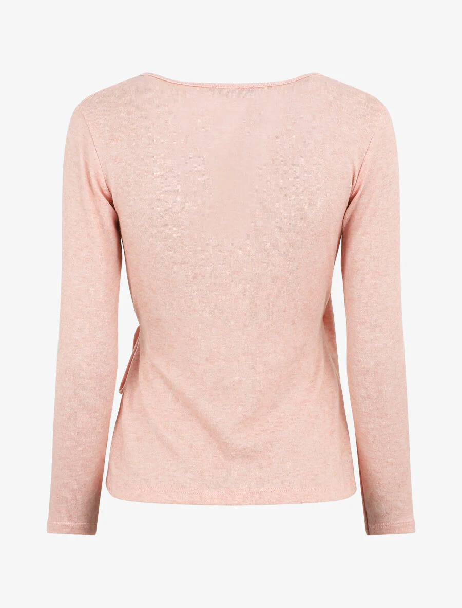 Pull cache-coeur uni - Rose poudré - Image 2