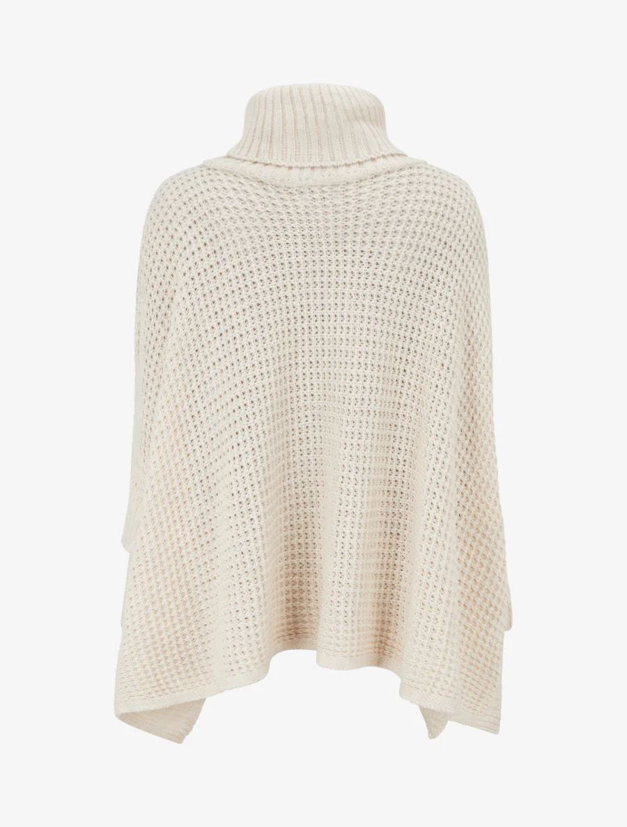 Pull carré style poncho à col roulé - Beige - Image 2
