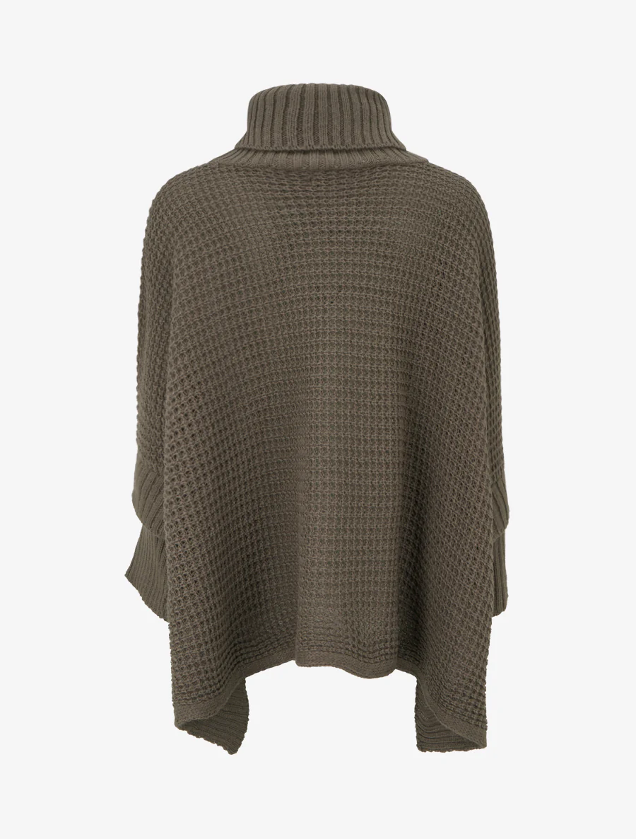 Pull carré style poncho à col roulé - Kaki - Image 2