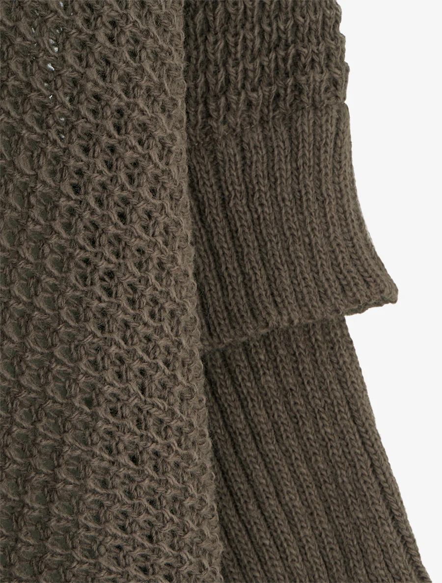 Pull carré style poncho à col roulé - Kaki - Image 3