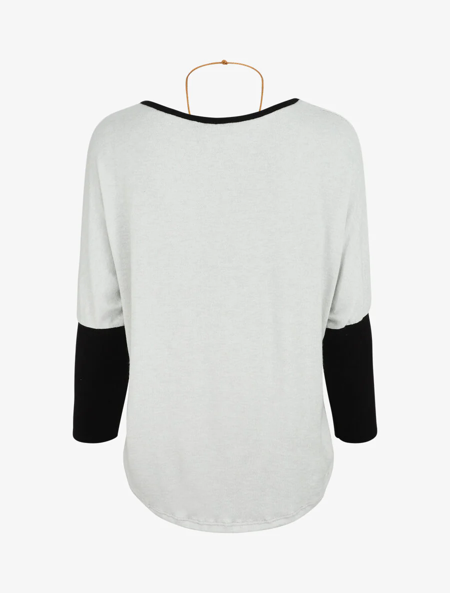 Pull chauve-souris à bas asymétrique - Blanc - Image 2