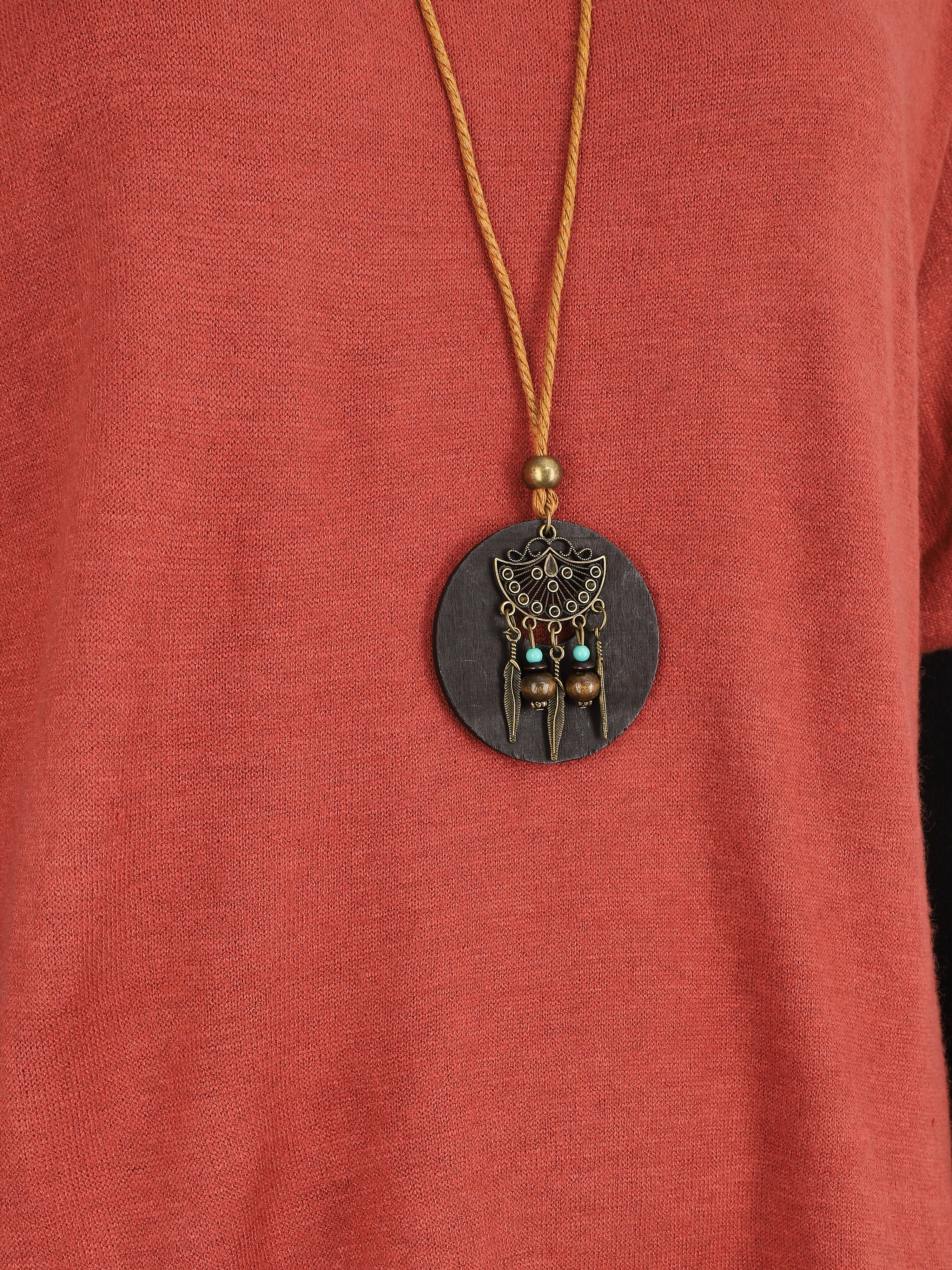 Pull chauve-souris à bas asymétrique - Terre de sienne - Image 3