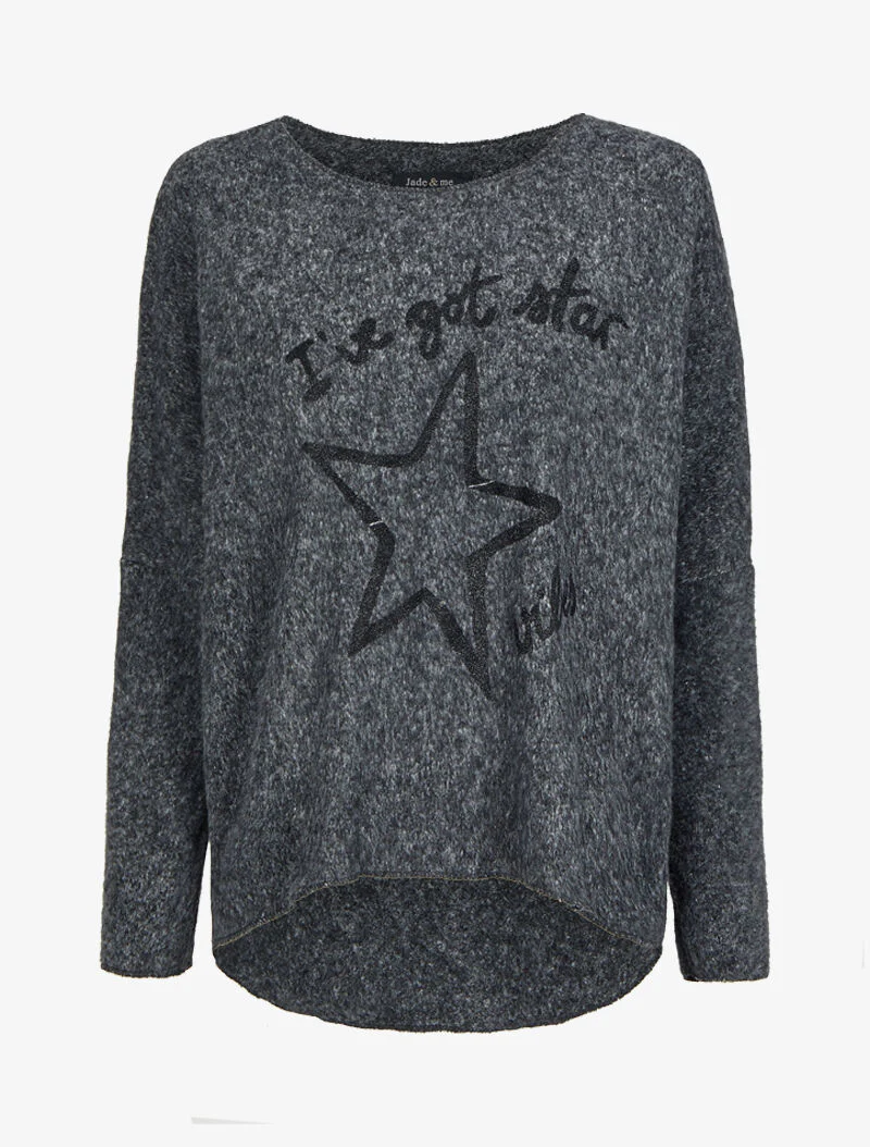 Pull chauve-souris à imprimé "I've got star" - Noir