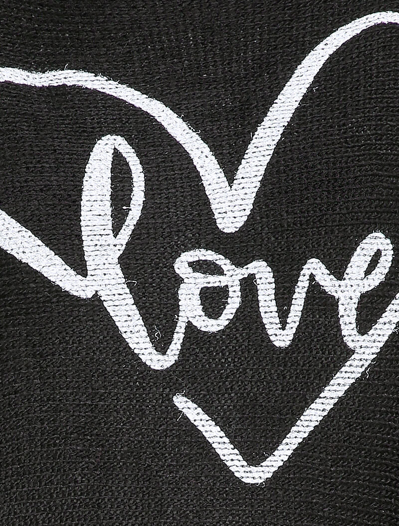 Pull chauve-souris à imprimé LOVE - Noir - Image 3