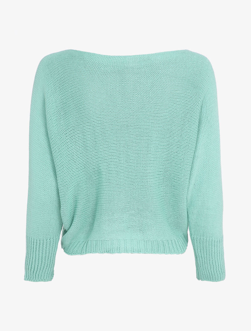 Pull chauve-souris à imprimé LOVE - Bleu turquoise - Image 2