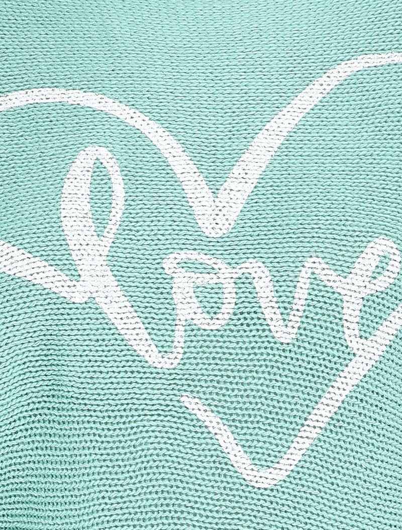Pull chauve-souris à imprimé LOVE - Bleu turquoise - Image 3