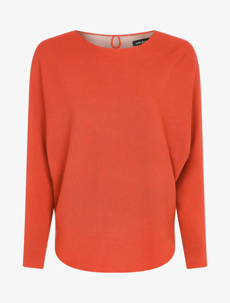 Pull chauve-souris avec dentelle au dos - Rouge