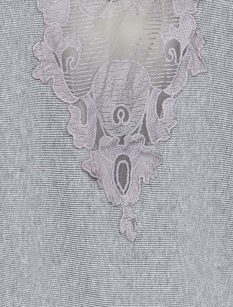 Pull chauve-souris avec dentelle au dos - Gris - Image 3