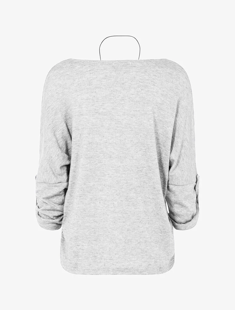 Pull chauve souris avec sautoir - Gris clair - Image 2