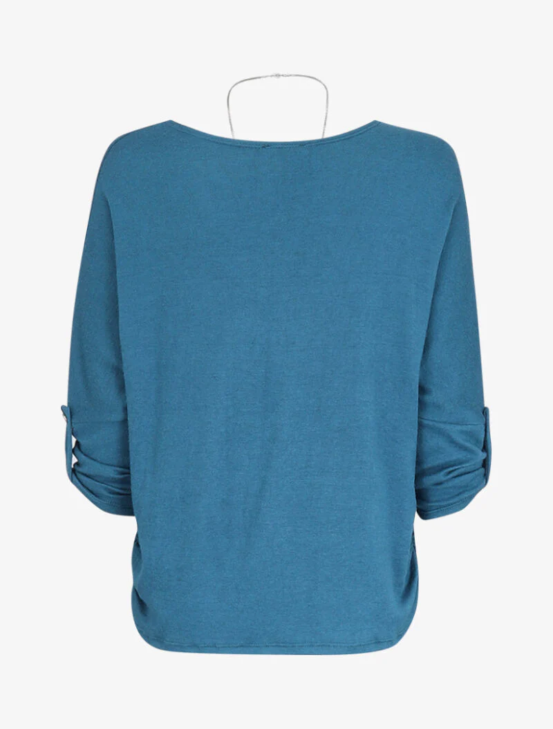 Pull chauve souris avec sautoir - Bleu - Image 2