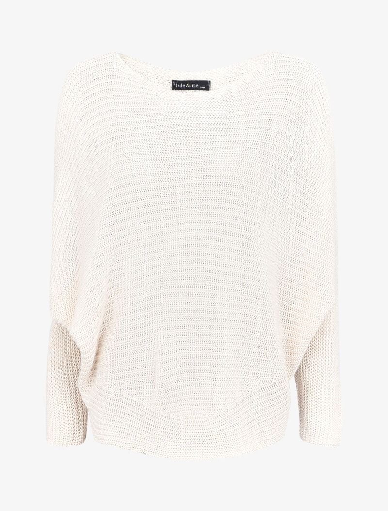 Pull chauve-souris en maille - Beige