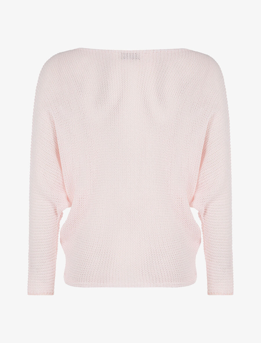 Pull chauve-souris mouliné - rose - Image 2