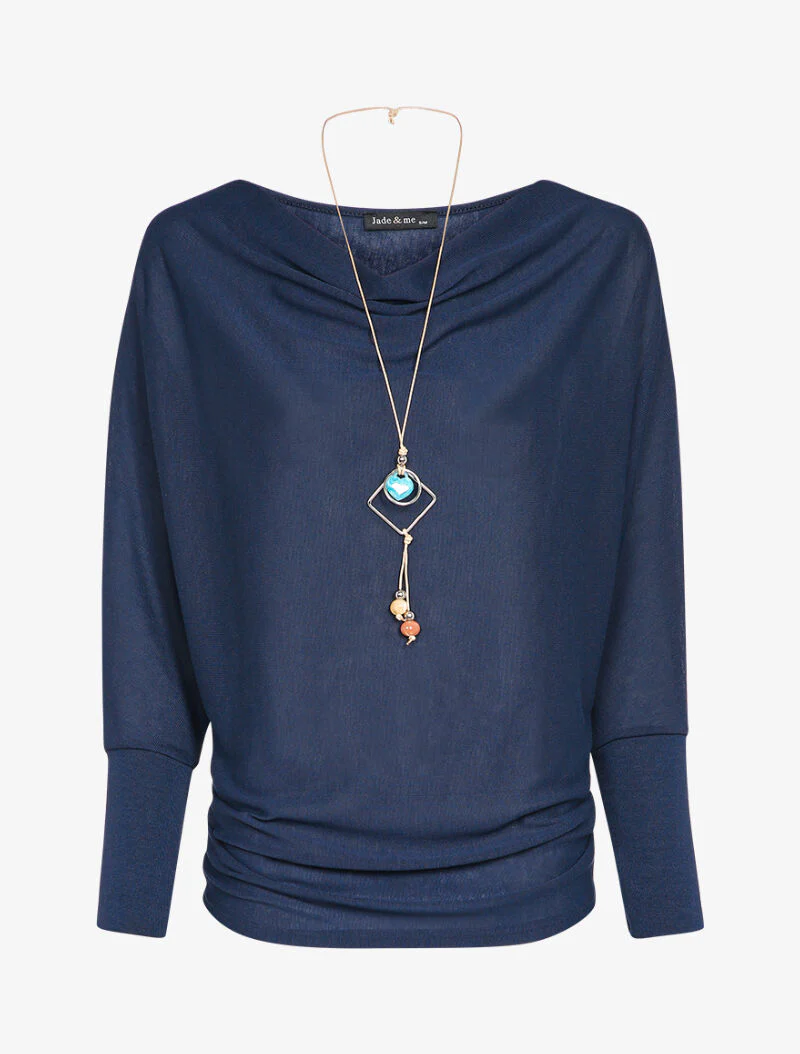 Pull chauve-souris uni - Bleu marine