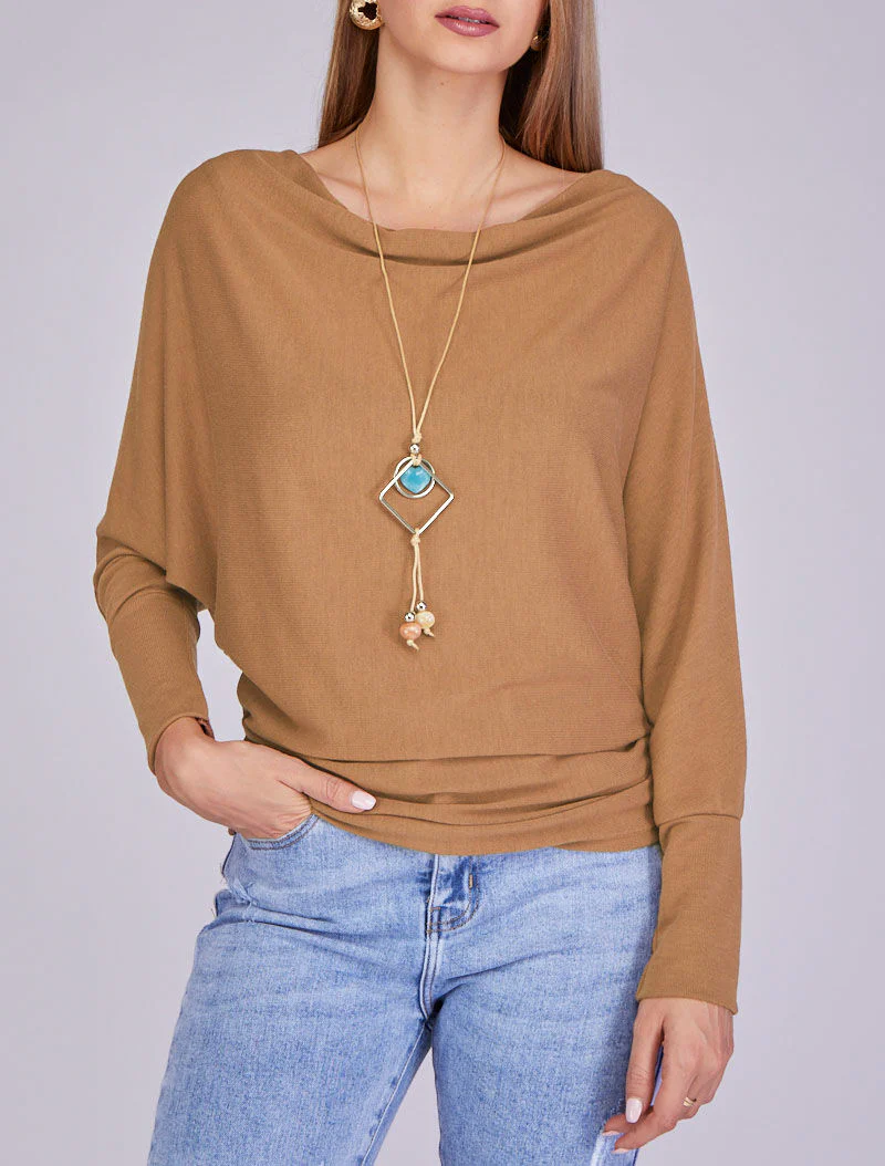 Pull chauve-souris uni - Camel