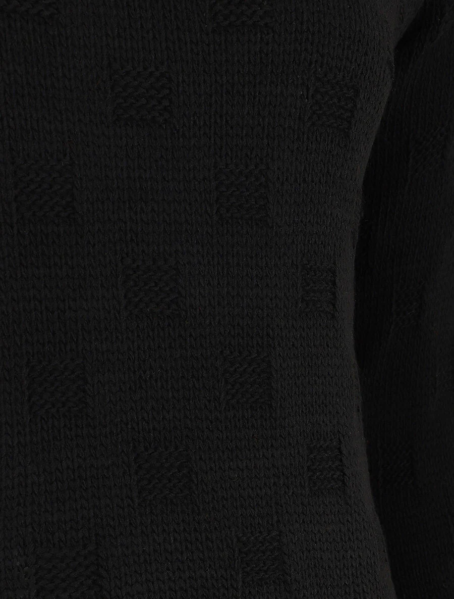 Pull classique à imprimé effet damier - Noir - Image 3