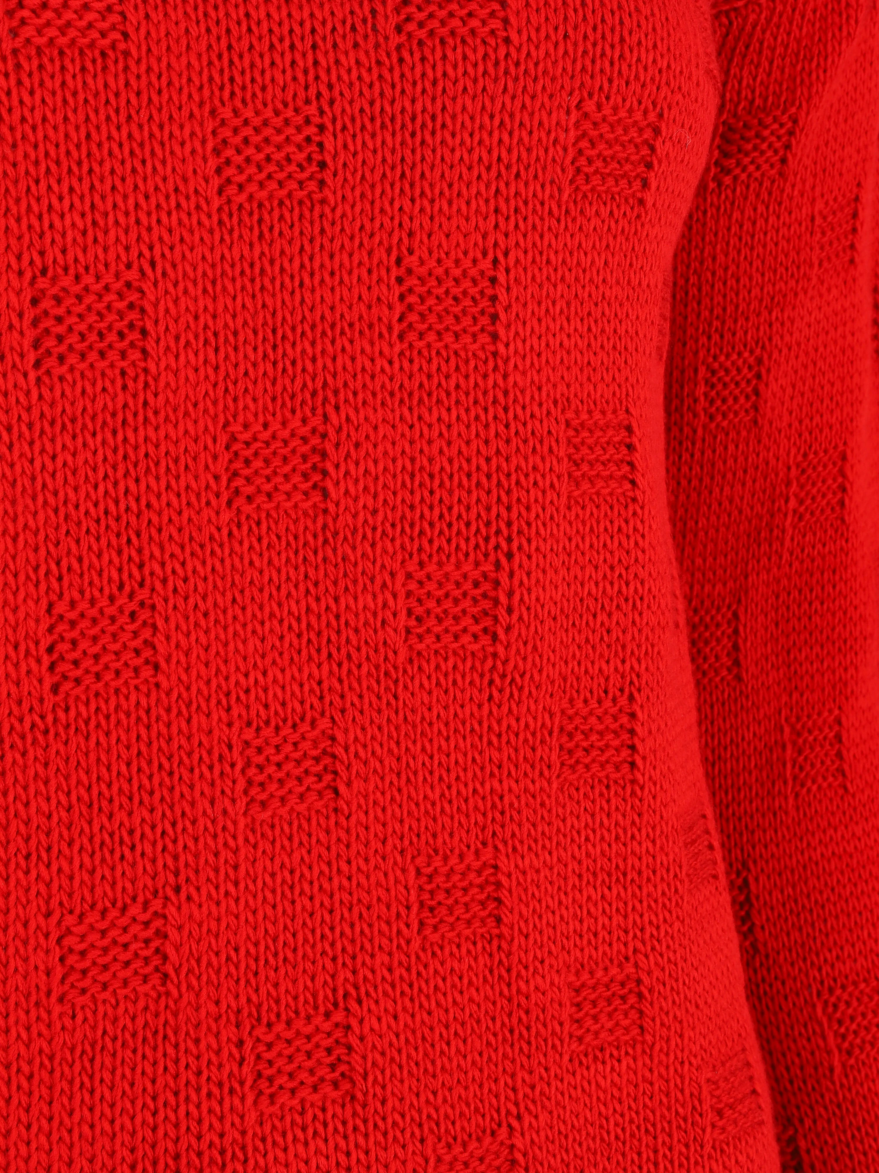 Pull classique à imprimé effet damier - Rouge - Image 3