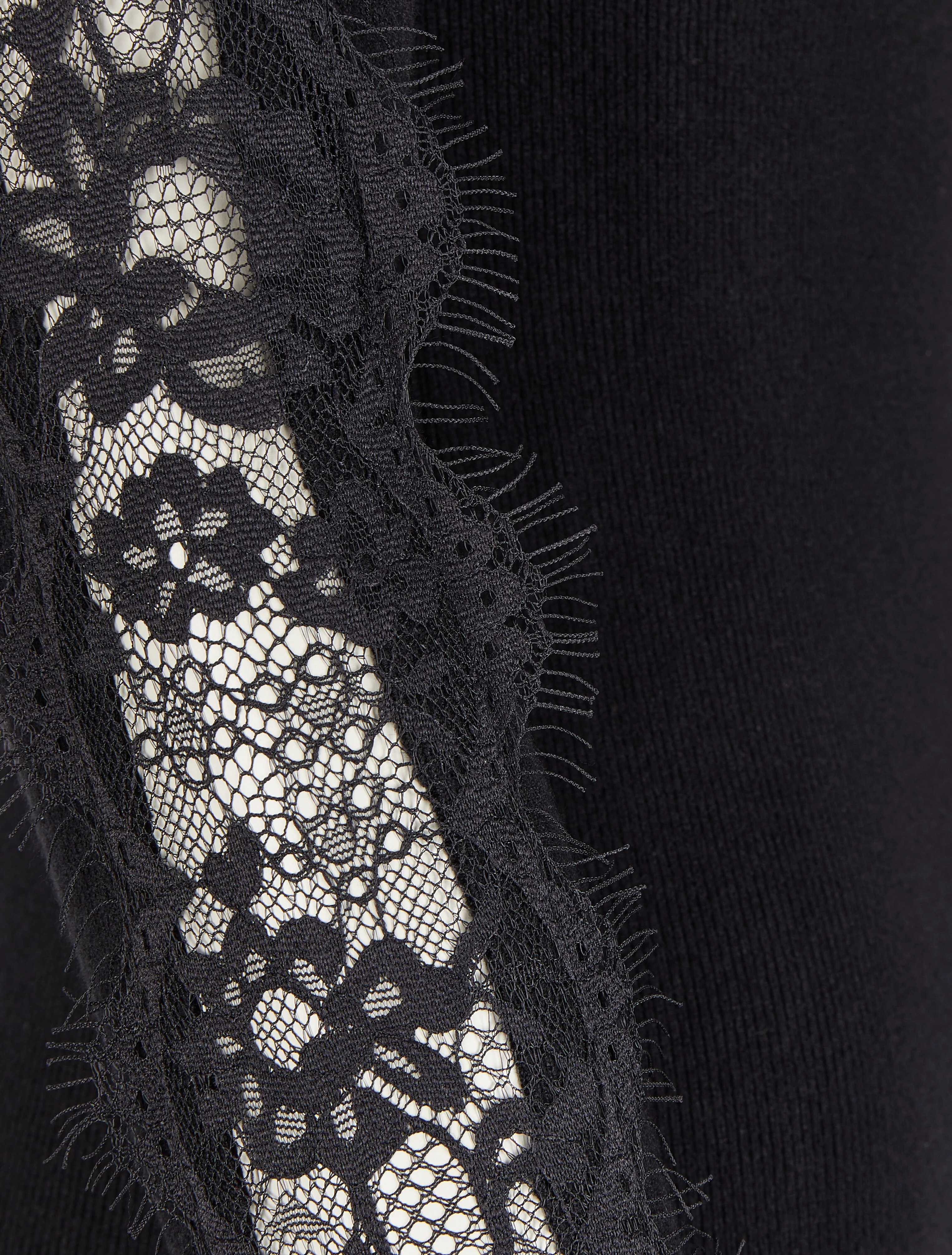 Pull col bateau à manches détail dentelle - Noir - Image 3