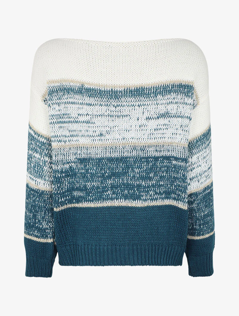 Pull col bateau à motifs rayés dorés - Bleu - Image 2