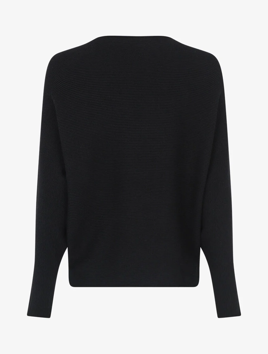Pull col bateau ajusté - Noir - Image 2