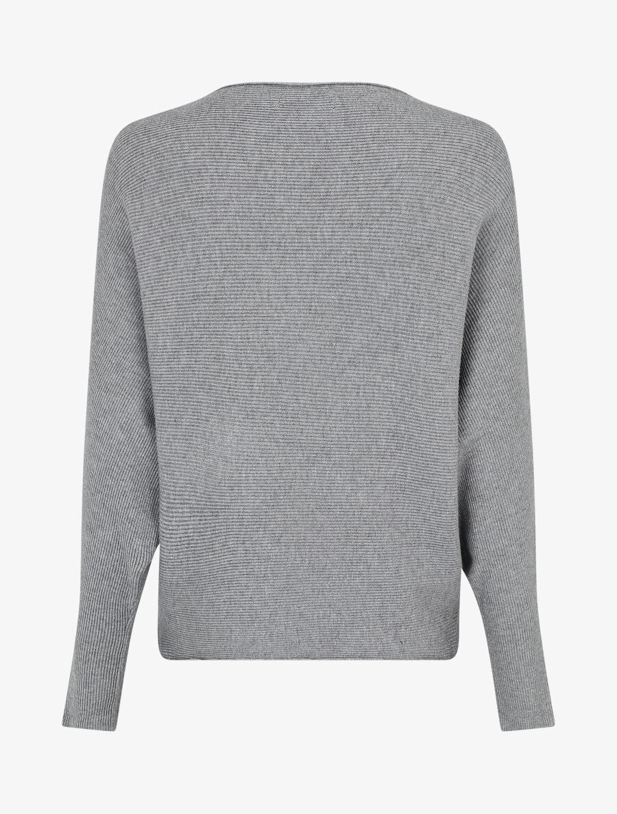 Pull col bateau ajusté - Gris - Image 2