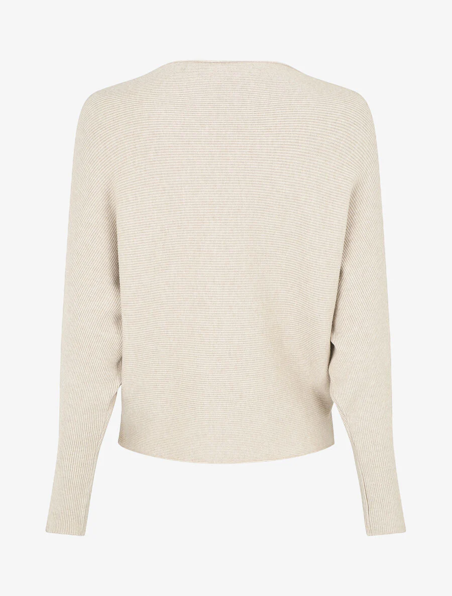 Pull col bateau ajusté - Beige - Image 2