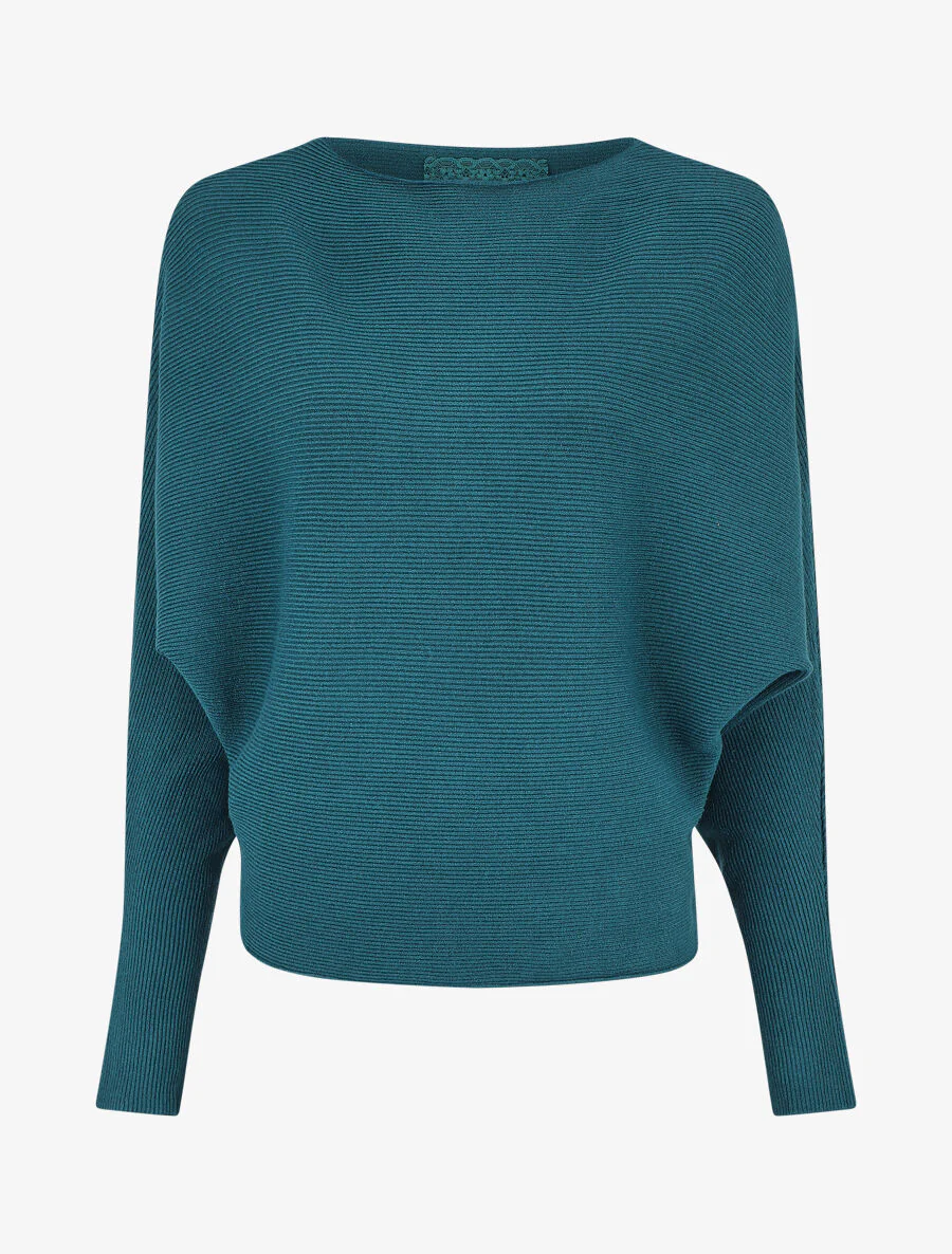 Pull col bateau ajusté - Bleu canard