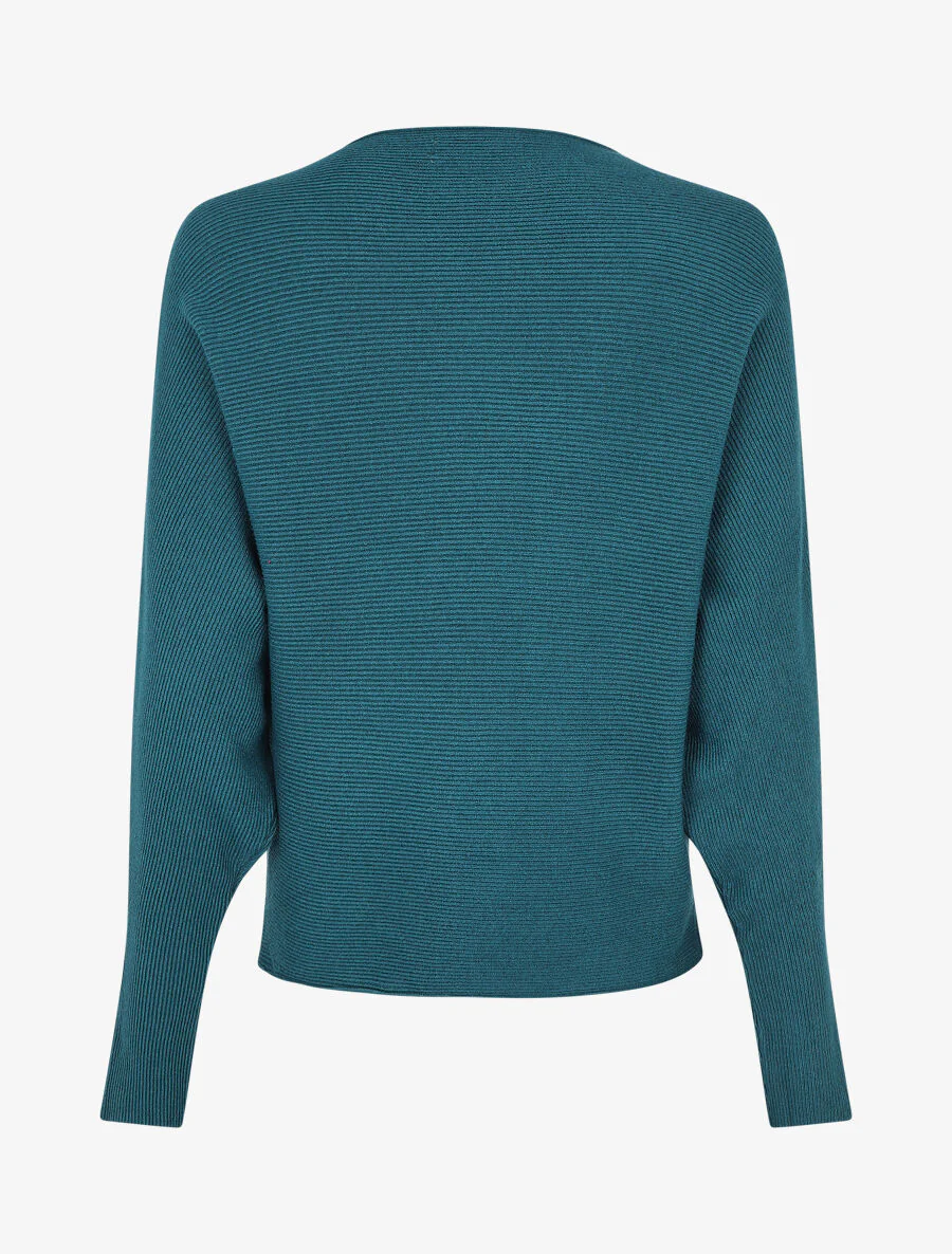 Pull col bateau ajusté - Bleu canard - Image 2