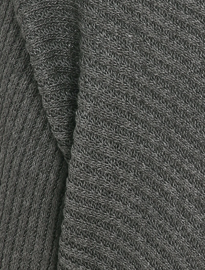 Pull col bateau en maille striée - Gris foncé - Image 3