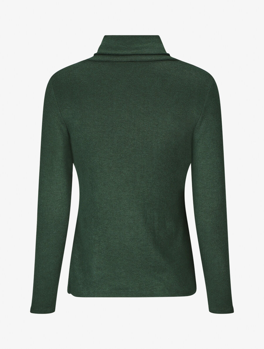 Pull col montant et crochet décoratif - Vert sapin - Image 2