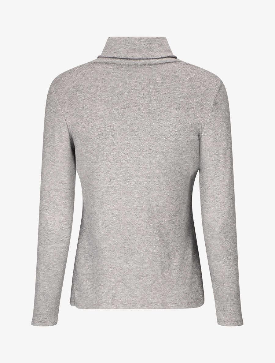 Pull col montant et crochet décoratif - Gris - Image 2