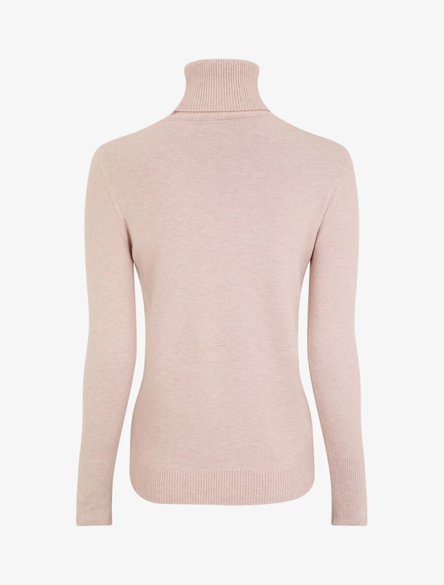 Pull col roulé à poignets boutonnés - Rose pâle - Image 2