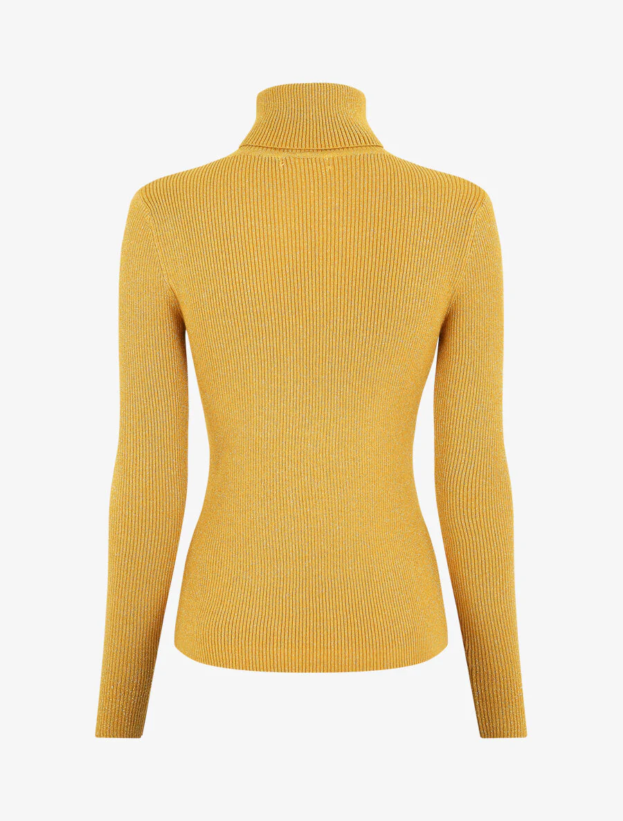 Pull col roulé ajusté et irisé - Moutarde - Image 2