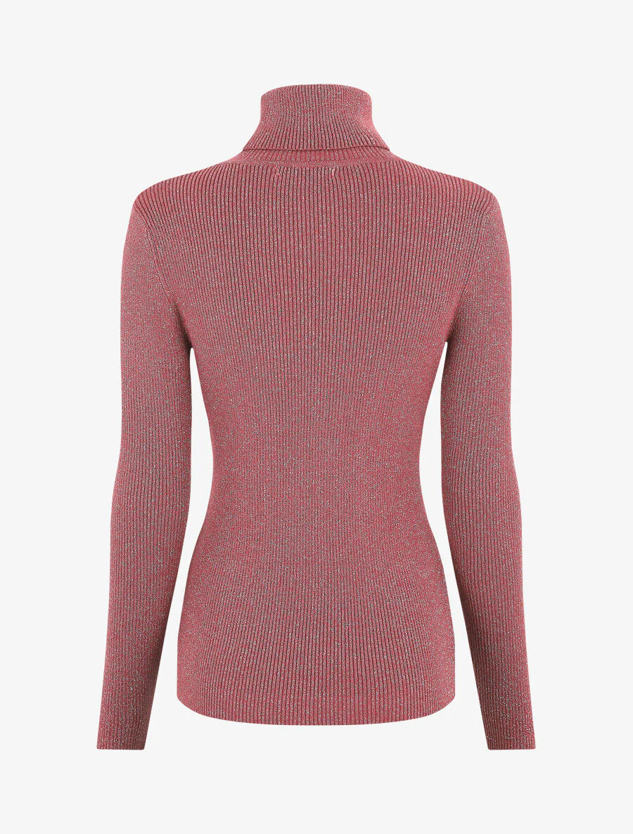 Pull col roulé ajusté et irisé - Vieux rose - Image 2