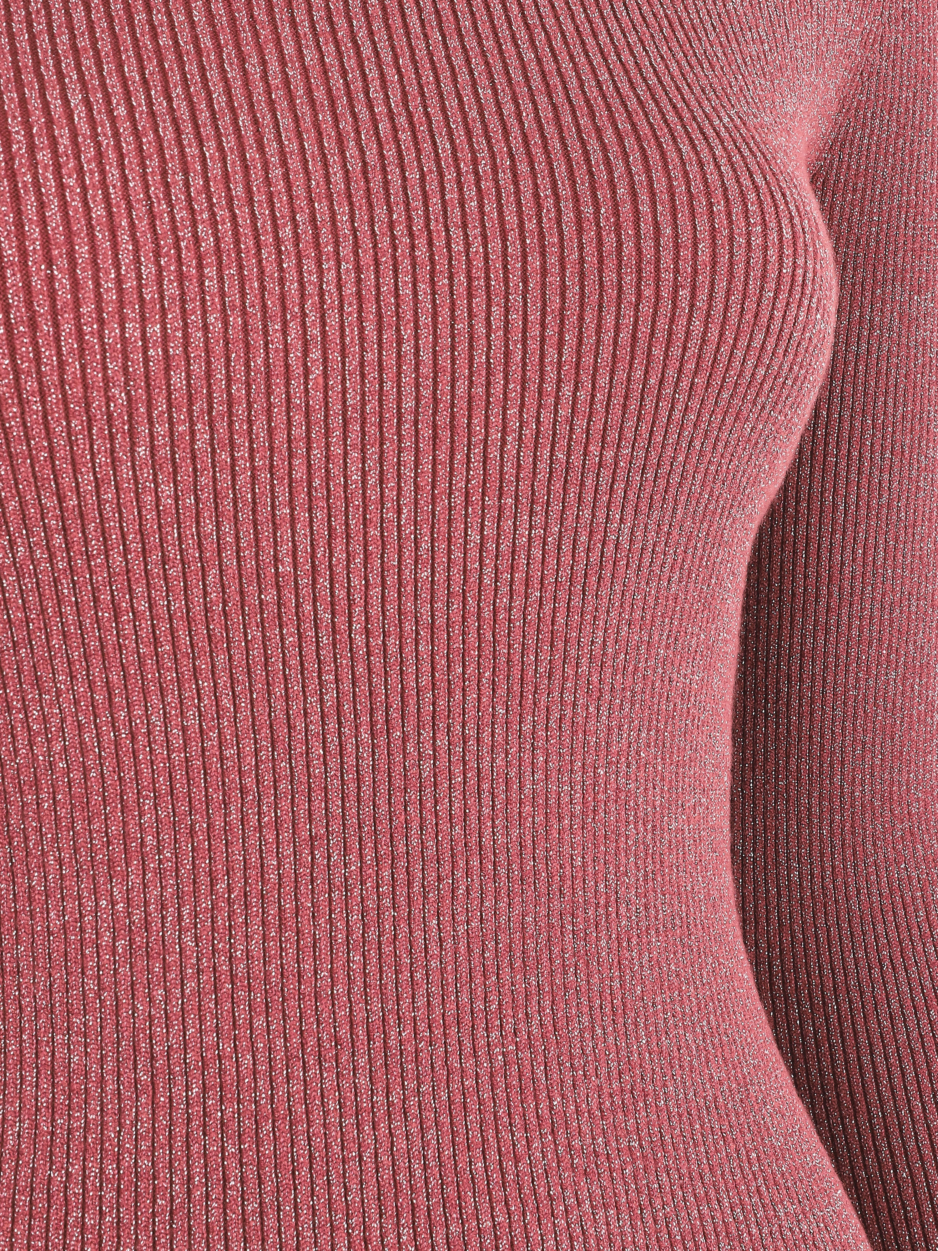 Pull col roulé ajusté et irisé - Vieux rose - Image 3