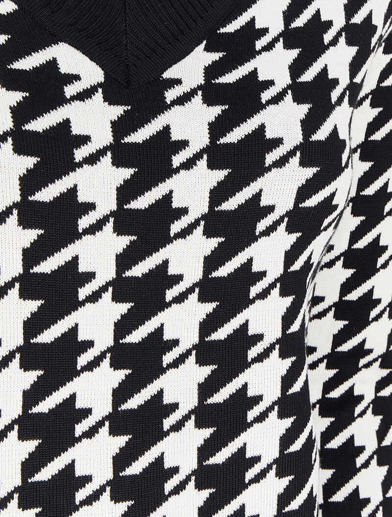 Pull col V à imprimé - Noir/blanc - Image 3