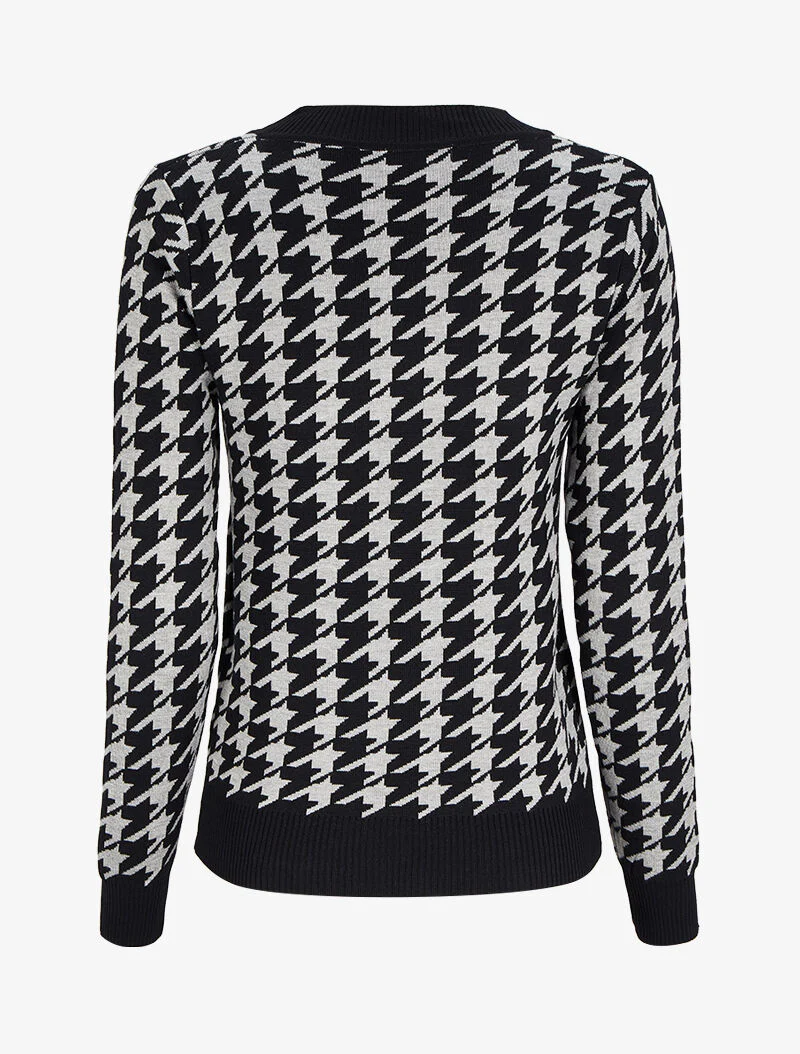 Pull col V à imprimé - Gris/noir - Image 2