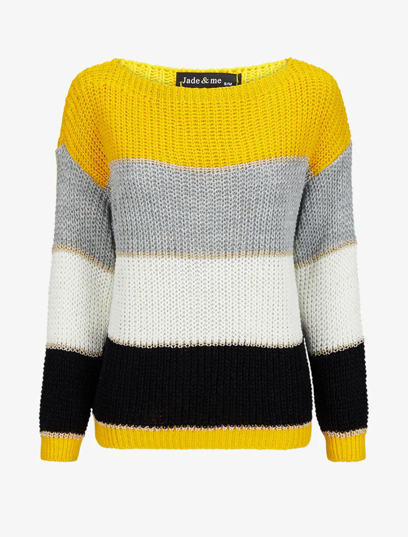 Pull color block à détails irisés - Jaune