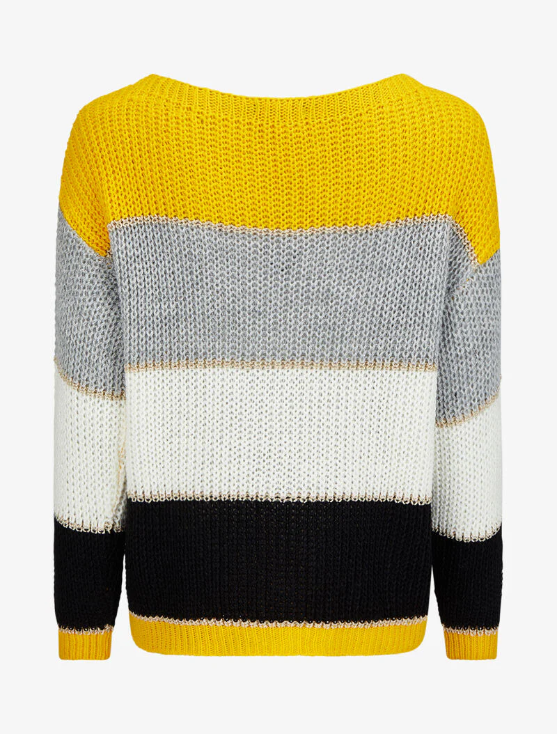 Pull color block à détails irisés - Jaune - Image 2