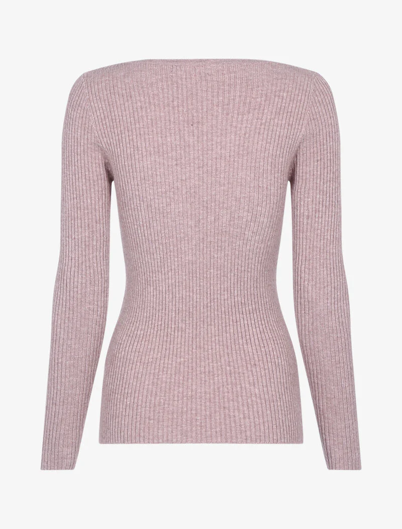 Pull côtelé à bandes en maille tressée - taupe rosé - taupe - Image 2